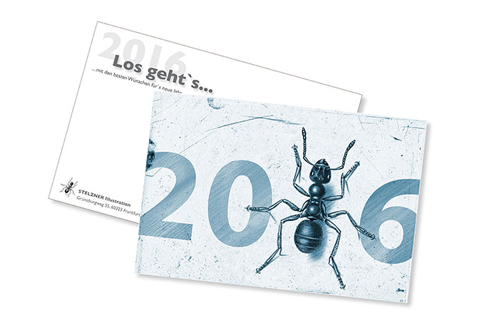 Neujahrskarte STELZNER Illustration 2015/16